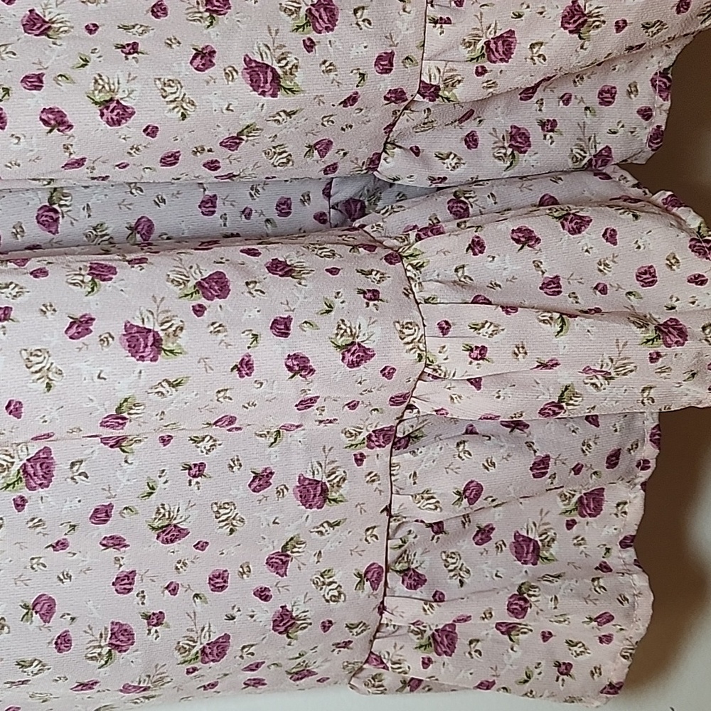 Aura Boho Floral Midi Dress Smocked Fit&Flare Long Sleeve Romantic Fluence Sz L - Picture 8 of 16